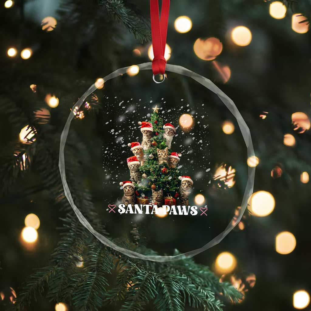 Xmas Cat Crystal Glass Ornament Santa Paw And Claw Cats Xmas Tree TS09 Print Your Wear