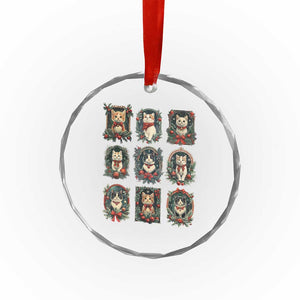 Xmas Cat Crystal Glass Ornament Vintage Kitten Victorian Holly Wreath TS09 Print Your Wear