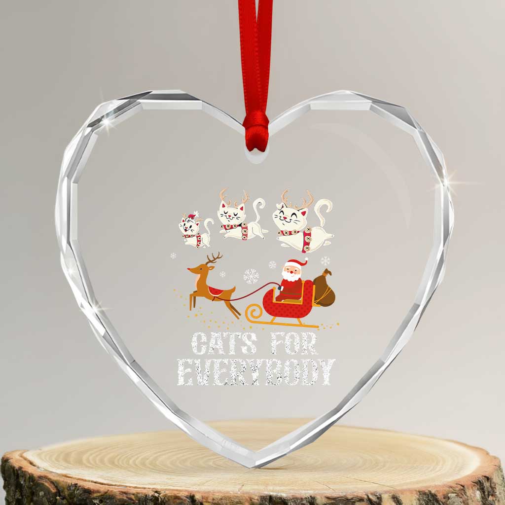 Xmas Cat Heart Crystal Glass Ornament Cats For Everybody Santa Reindeer TS09 Transparent Glass 3'' Heart Print Your Wear