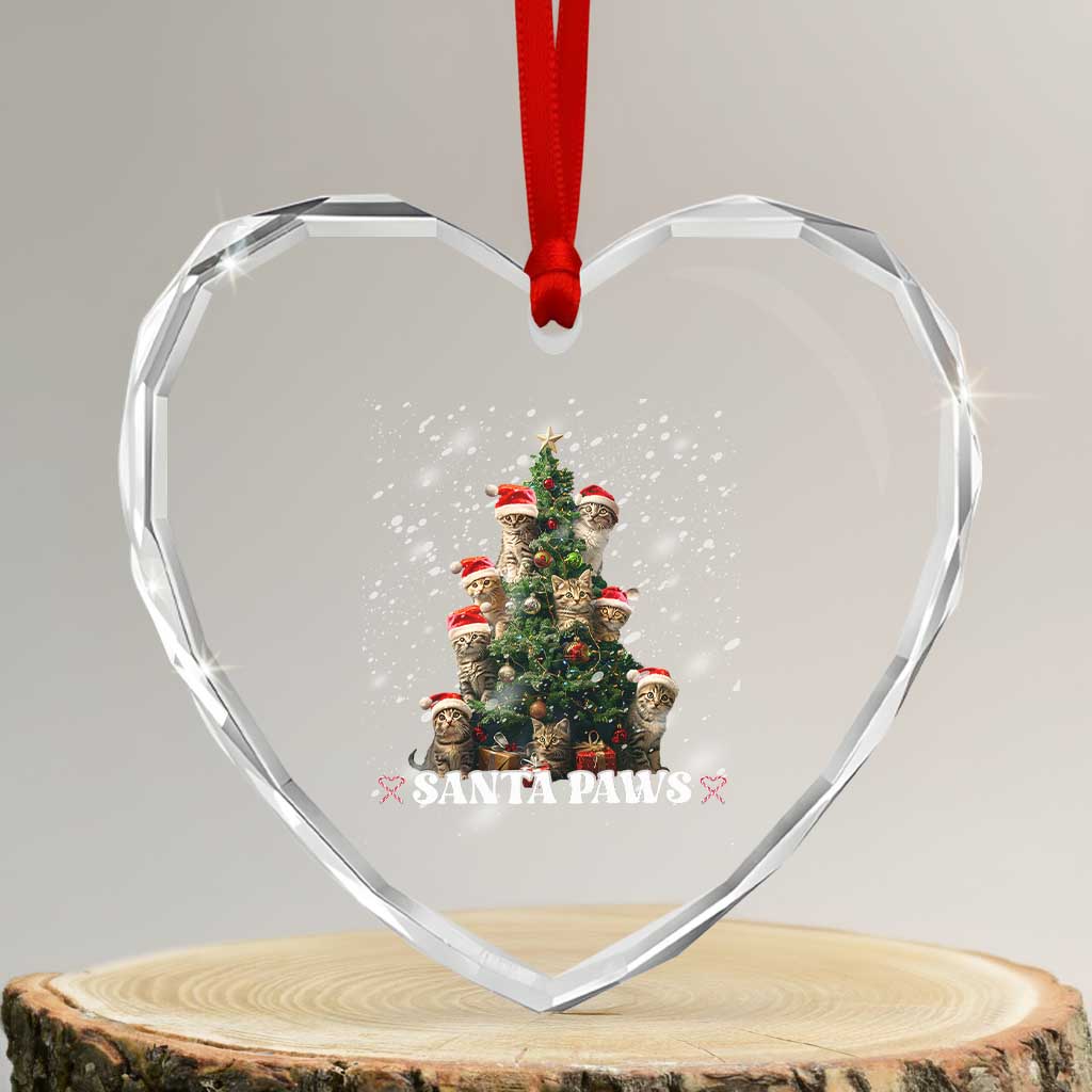 Xmas Cat Heart Crystal Glass Ornament Santa Paw And Claw Cats Xmas Tree TS09 Transparent Glass 3'' Heart Print Your Wear