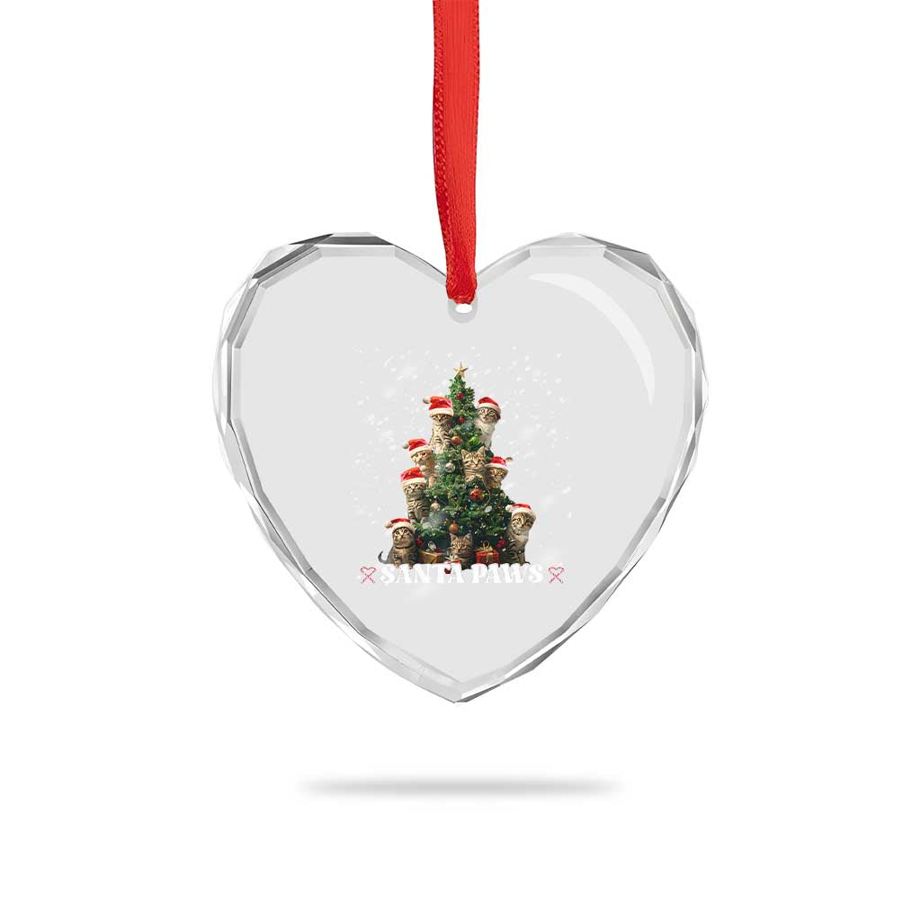 Xmas Cat Heart Crystal Glass Ornament Santa Paw And Claw Cats Xmas Tree TS09 Print Your Wear