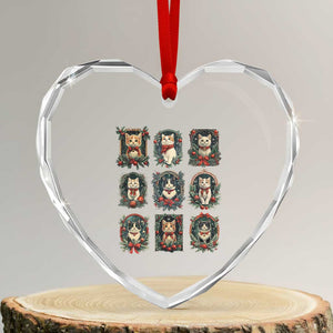 Xmas Cat Heart Crystal Glass Ornament Vintage Kitten Victorian Holly Wreath TS09 Transparent Glass 3'' Heart Print Your Wear