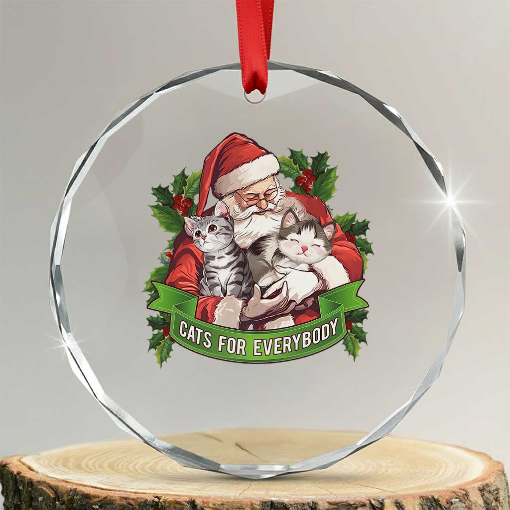 Xmas Cats Owner Crystal Glass Ornament Cats For Everybody Vintage Santa Mistletoe TS11 Transparent Glass 3'' Circle Print Your Wear