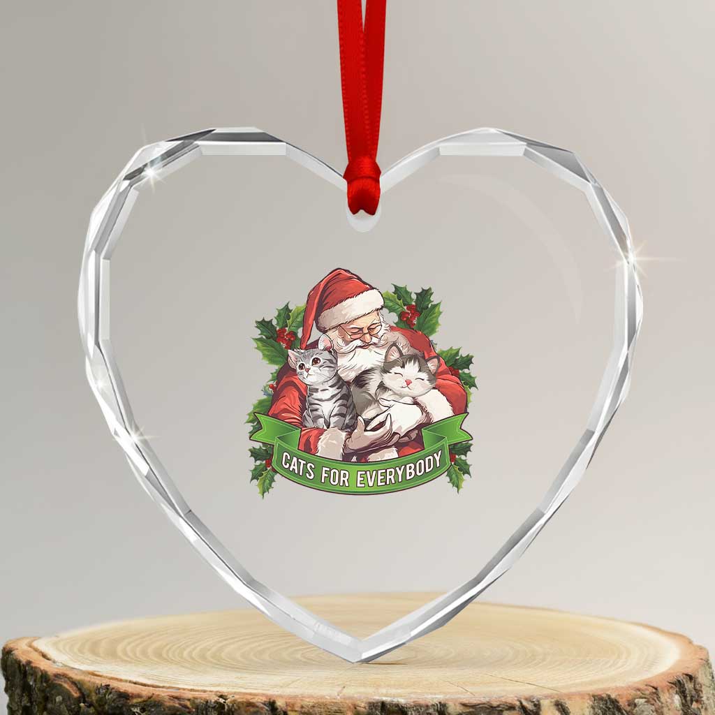 Xmas Cats Owner Heart Crystal Glass Ornament Cats For Everybody Vintage Santa Mistletoe TS11 Transparent Glass 3'' Heart Print Your Wear