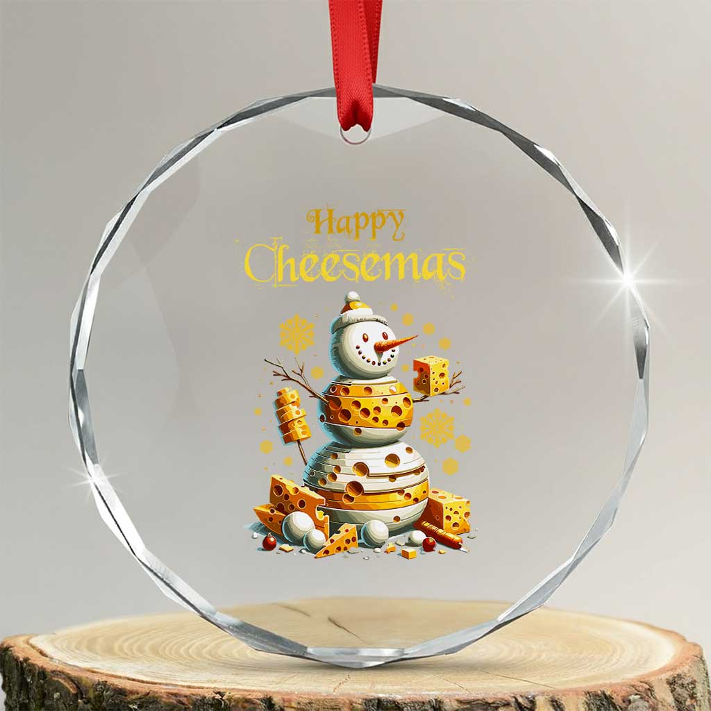 Xmas Cheese Lover Crystal Glass Ornament Happy Cheesemas Merry Xmas TS02 Transparent Glass 3'' Circle Print Your Wear