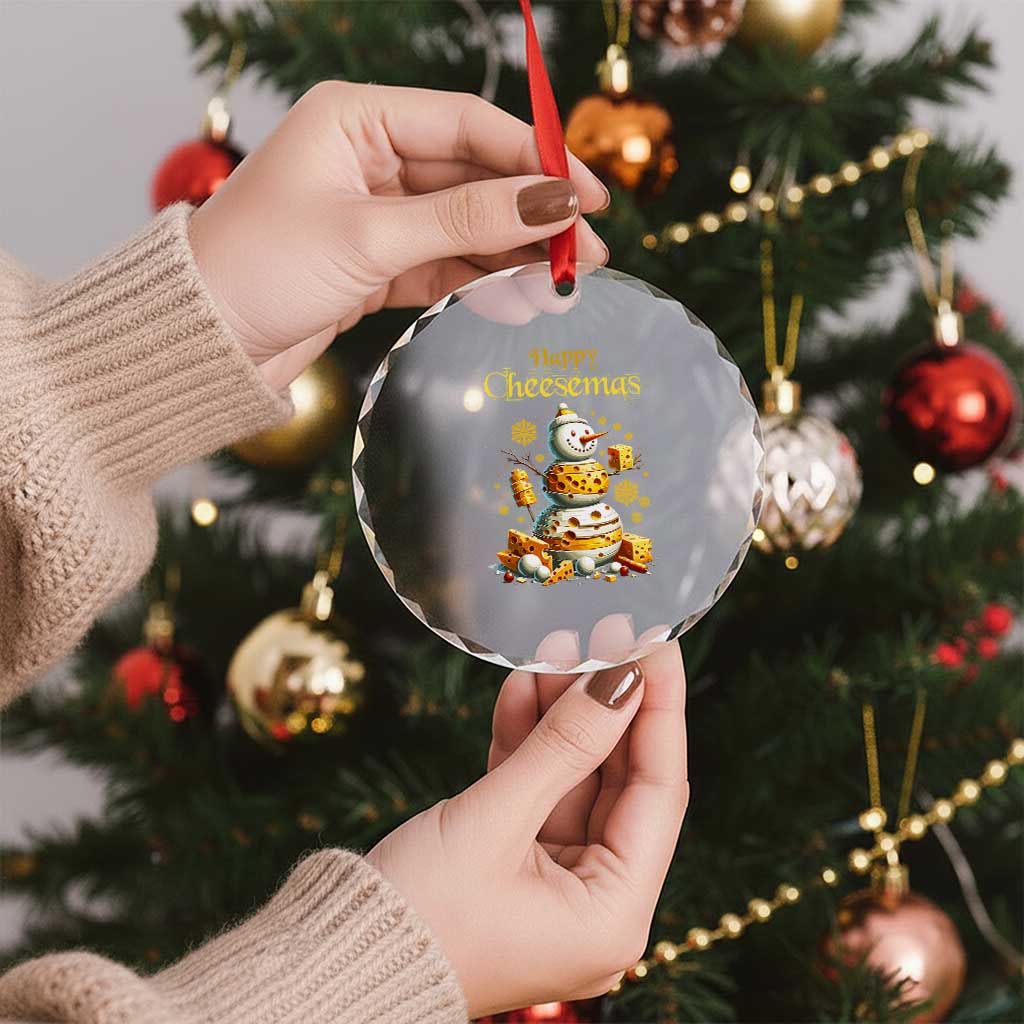 Xmas Cheese Lover Crystal Glass Ornament Happy Cheesemas Merry Xmas TS02 Print Your Wear