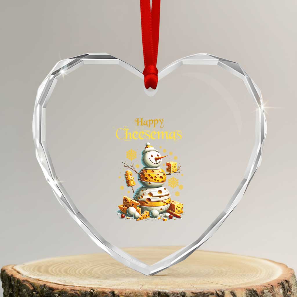 Xmas Cheese Lover Heart Crystal Glass Ornament Happy Cheesemas Merry Xmas TS02 Transparent Glass 3'' Heart Print Your Wear