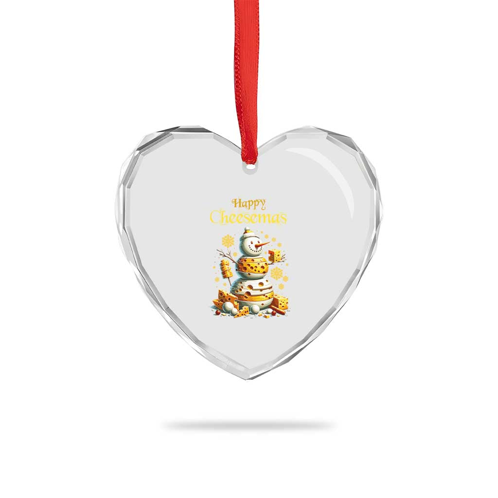 Xmas Cheese Lover Heart Crystal Glass Ornament Happy Cheesemas Merry Xmas TS02 Print Your Wear