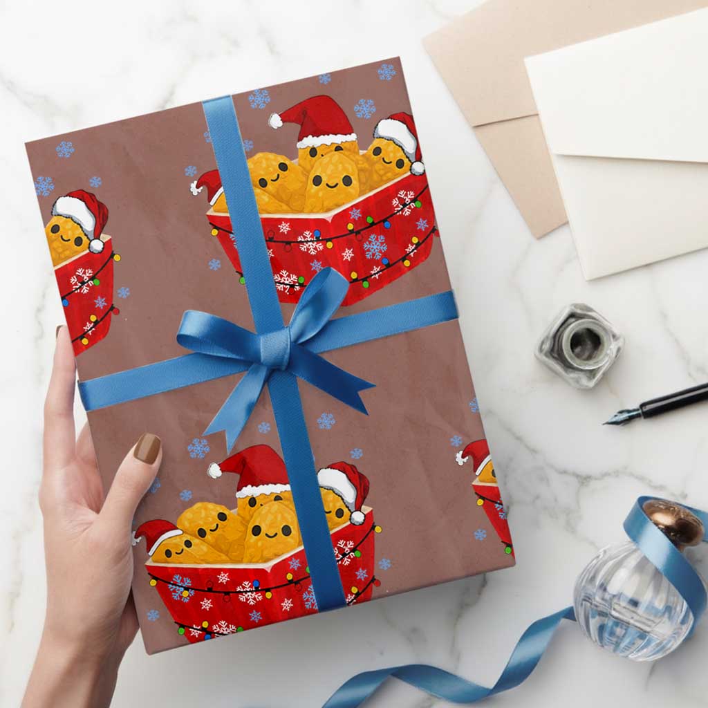 Xmas Chicken Nuggets Wrapping Paper Roll Funny Food Lover Gift TS12 Mocha Print Your Wear