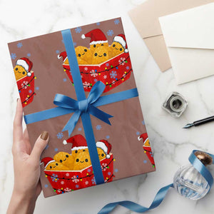 Xmas Chicken Nuggets Wrapping Paper Roll Funny Food Lover Gift TS12 Mocha Print Your Wear