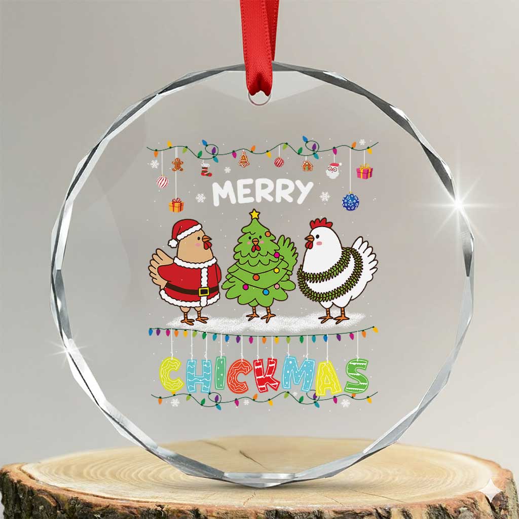 Xmas Chickens Crystal Glass Ornament Lover Gift Farm Gift Merry Chickmas TS10 Transparent Glass 3'' Circle Print Your Wear