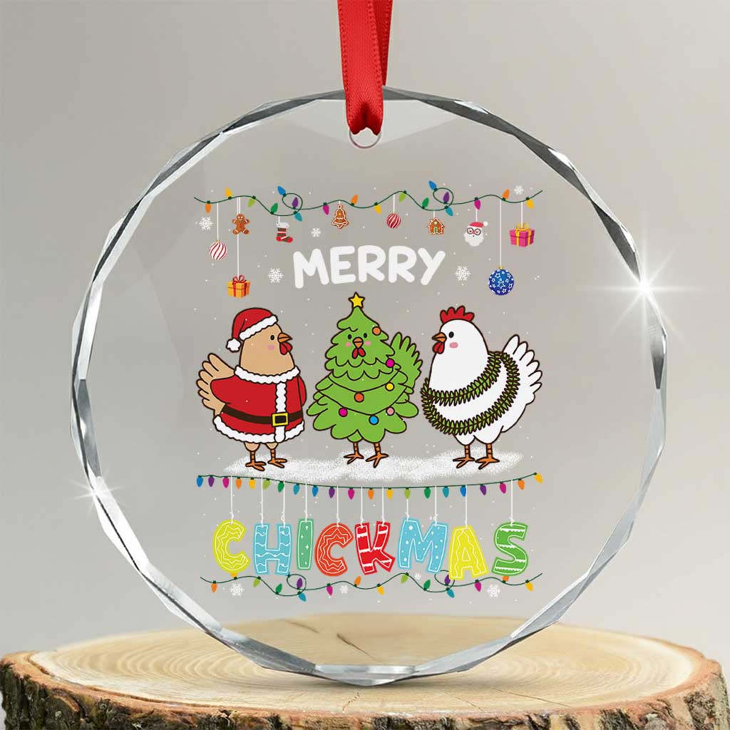 Xmas Chickens Crystal Glass Ornament Lover Gift Farm Gift Merry Chickmas TS10 Transparent Glass 3'' Circle Print Your Wear