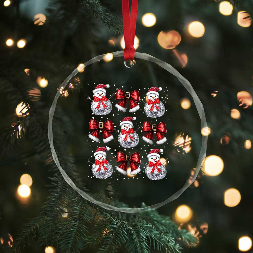 Xmas Coquette Crystal Glass Ornament Girly Xmas Disco Snowman Bow TS10 Print Your Wear