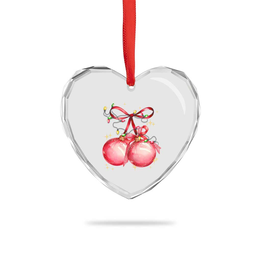Xmas Coquette Pink Baubles Bow Heart Crystal Glass Ornament TS11 Print Your Wear