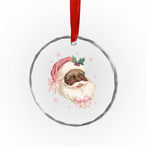 Xmas Coquette Pink Black Santa Bow Crystal Glass Ornament TS11 Print Your Wear