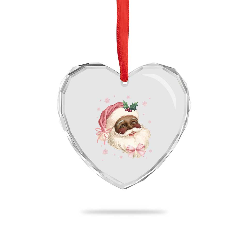 Xmas Coquette Pink Black Santa Bow Heart Crystal Glass Ornament TS11 Print Your Wear