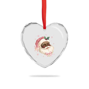 Xmas Coquette Pink Black Santa Bow Heart Crystal Glass Ornament TS11 Print Your Wear