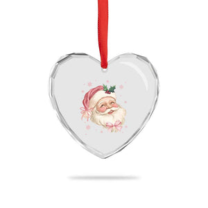 Xmas Coquette Pink Santa Bow Heart Crystal Glass Ornament TS11 Print Your Wear