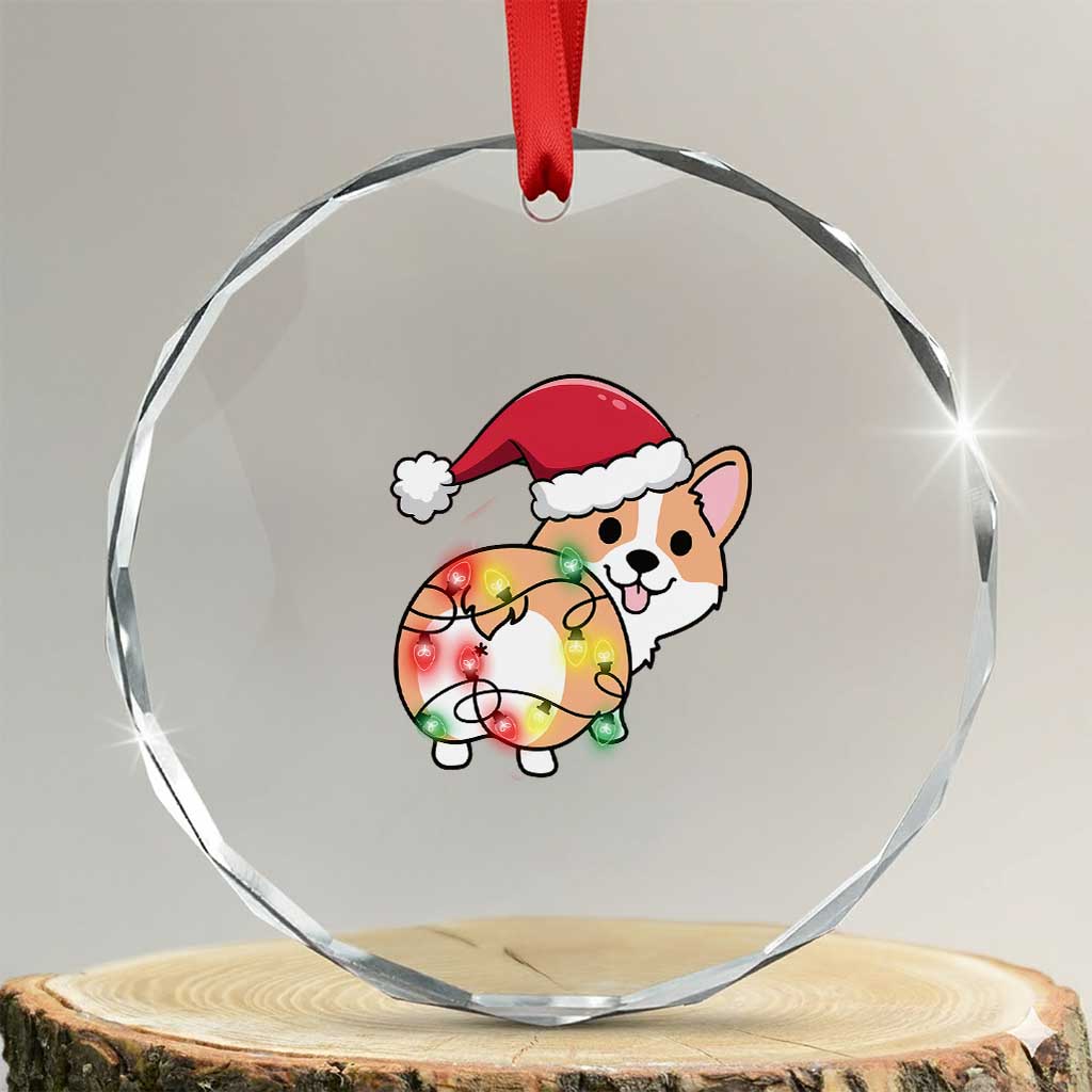 Xmas Corgi Dog Crystal Glass Ornament Cute Animal Pet Puppy Lover Gift Xmas Lights TS10 Transparent Glass 3'' Circle Print Your Wear