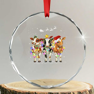 Xmas Cow Crystal Glass Ornament Cow Lover Xmas Gifts TS10 Transparent Glass 3'' Circle Print Your Wear