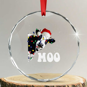 Xmas Cow Crystal Glass Ornament Funny Cow Lover Xmas Gift Farm TS10 Transparent Glass 3'' Circle Print Your Wear