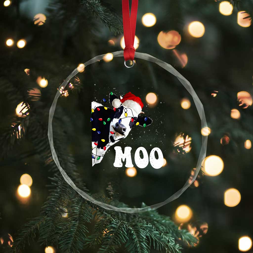 Xmas Cow Crystal Glass Ornament Funny Cow Lover Xmas Gift Farm TS10 Print Your Wear