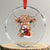 Xmas Cow Crystal Glass Ornament Highland Cow Lights Santa Hats Farm Xmas TS10 Transparent Glass 3'' Circle Print Your Wear