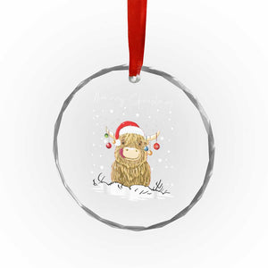 Xmas Cow Crystal Glass Ornament Scottish Highland Cow Moo-rry Christmas - Print Your Wear