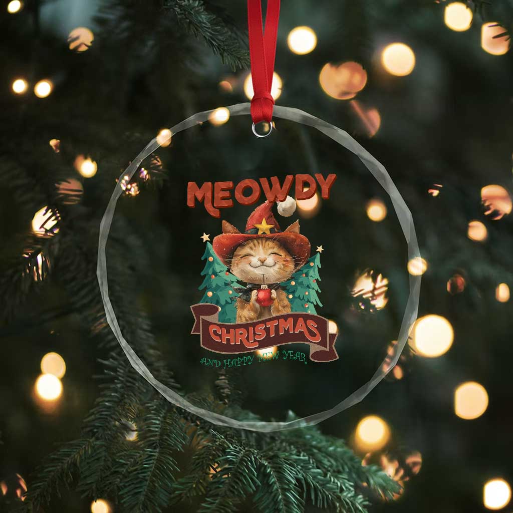 Xmas Cowboy Cat Crystal Glass Ornament Meowdy Christmas And Happy Mew Year TS09 Print Your Wear