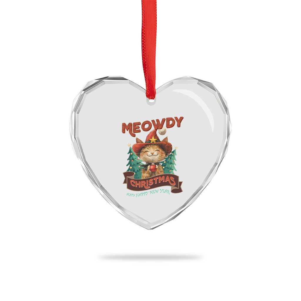 Xmas Cowboy Cat Heart Crystal Glass Ornament Meowdy Christmas And Happy Mew Year TS09 Print Your Wear