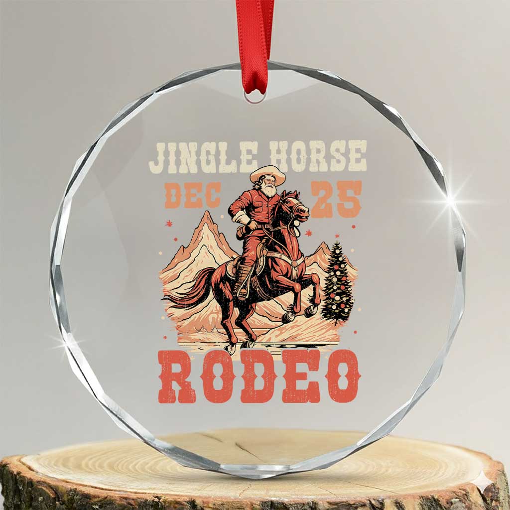 Xmas Cowboy Crystal Glass Ornament Vintage Jingle Horse Rodeo Funny Howdy Western TS09 Transparent Glass 3'' Circle Print Your Wear