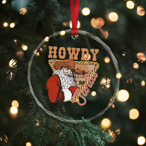 Xmas Cowboy Santa Crystal Glass Ornament Howdy Santa Vintage Western TS09 Print Your Wear