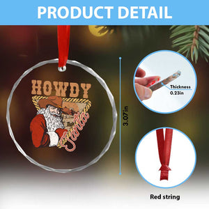 Xmas Cowboy Santa Crystal Glass Ornament Howdy Santa Vintage Western TS09 Print Your Wear