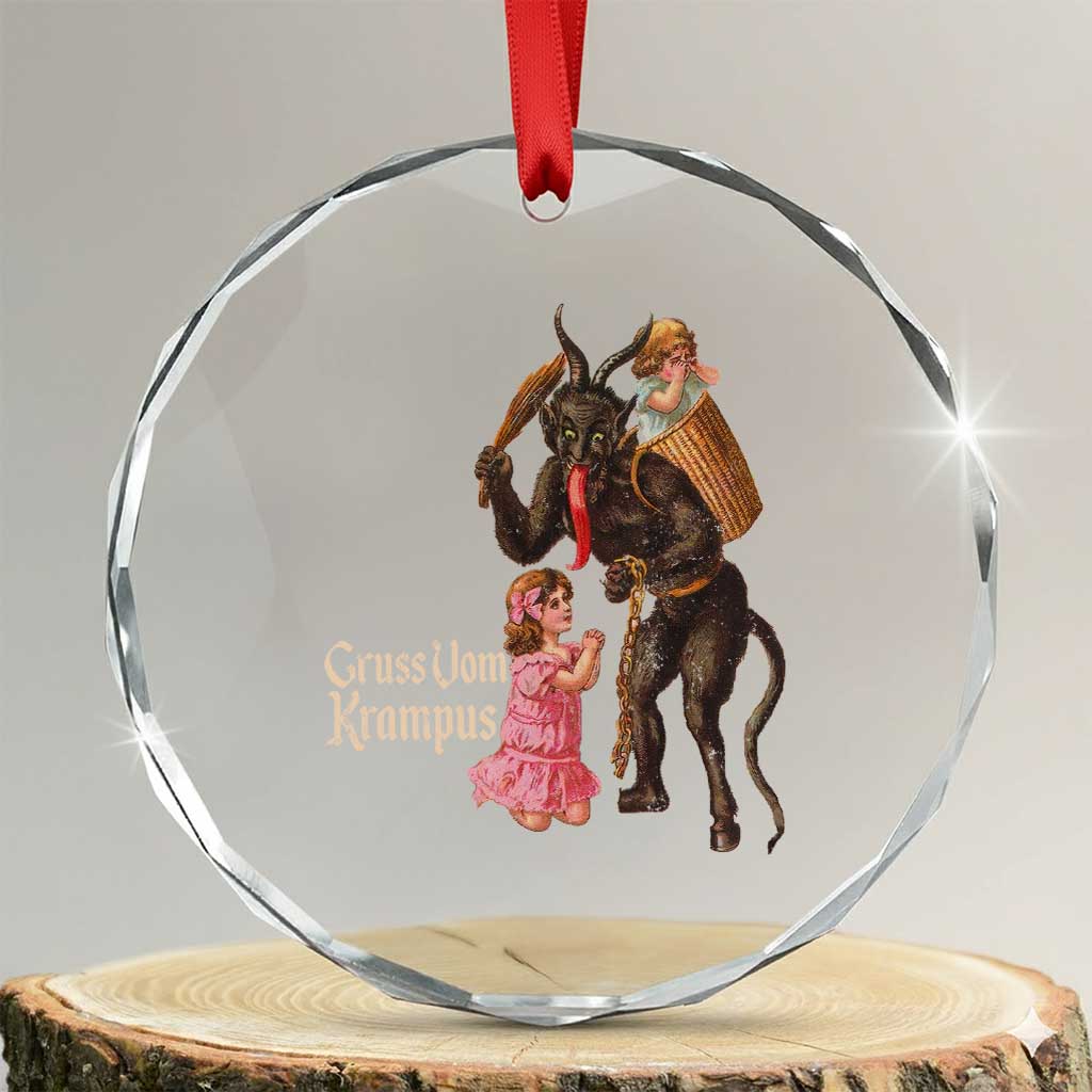 Xmas Creepy Krampus Crystal Glass Ornament Greetings From Gruss Vom Krampus TS11 Transparent Glass 3'' Circle Print Your Wear