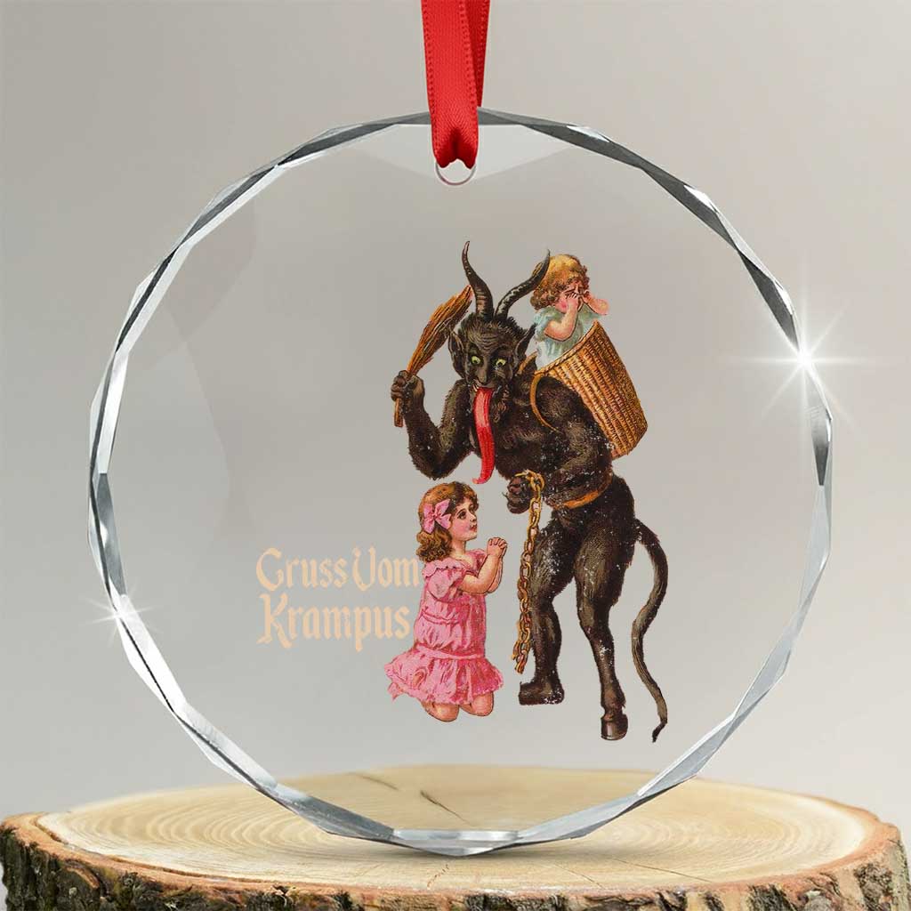 Xmas Creepy Krampus Crystal Glass Ornament Greetings From Gruss Vom Krampus TS11 Transparent Glass 3'' Circle Print Your Wear