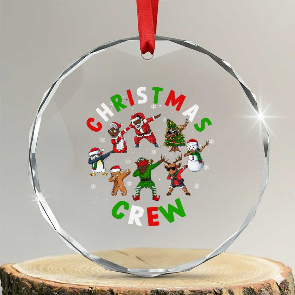 Xmas Crew Crystal Glass Ornament Black African American Santa Reindeer Snowman Dabbing TS09 Transparent Glass 3'' Circle Print Your Wear