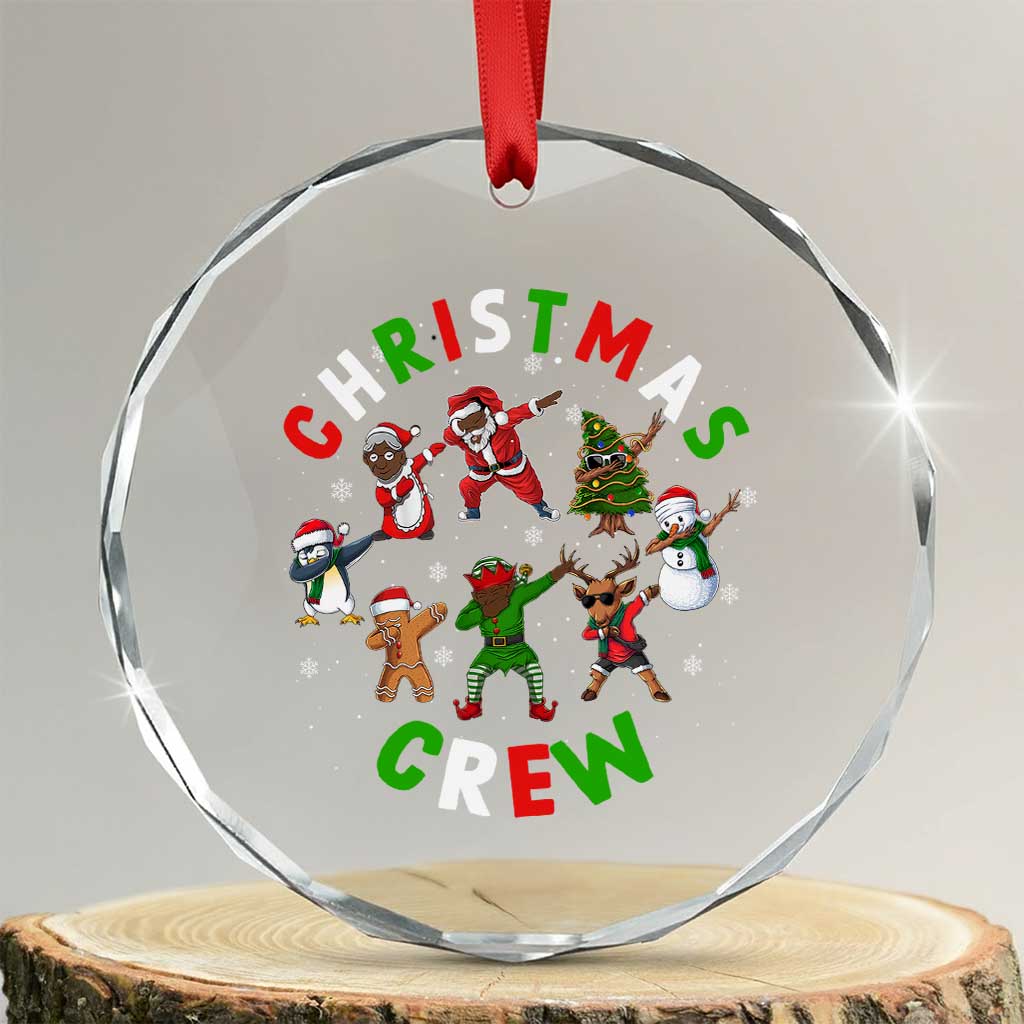 Xmas Crew Crystal Glass Ornament Black African American Santa Reindeer Snowman Dabbing TS09 Transparent Glass 3'' Circle Print Your Wear