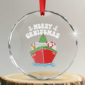 Xmas Cruising Crystal Glass Ornament Family Christmas Holiday Santa Reindeer Cruise Ship TS09 Transparent Glass 3'' Circle Print Your Wear