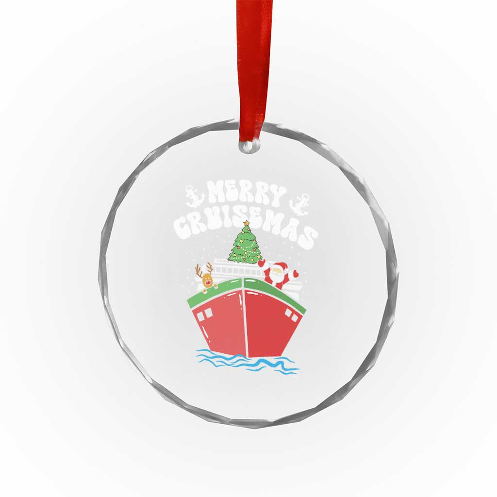 Xmas Cruising Crystal Glass Ornament Family Christmas Holiday Santa Reindeer Cruise Ship TS09 Print Your Wear