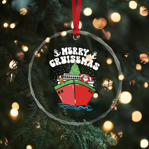 Xmas Cruising Crystal Glass Ornament Family Christmas Holiday Santa Reindeer Cruise Ship TS09 Print Your Wear