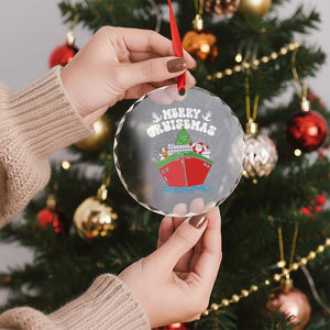 Xmas Cruising Crystal Glass Ornament Family Christmas Holiday Santa Reindeer Cruise Ship TS09 Print Your Wear