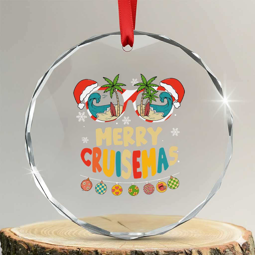 Xmas Cruising Crystal Glass Ornament Merry Cruisemas Palm Tree Sunglass Cruise TS09 Transparent Glass 3'' Circle Print Your Wear