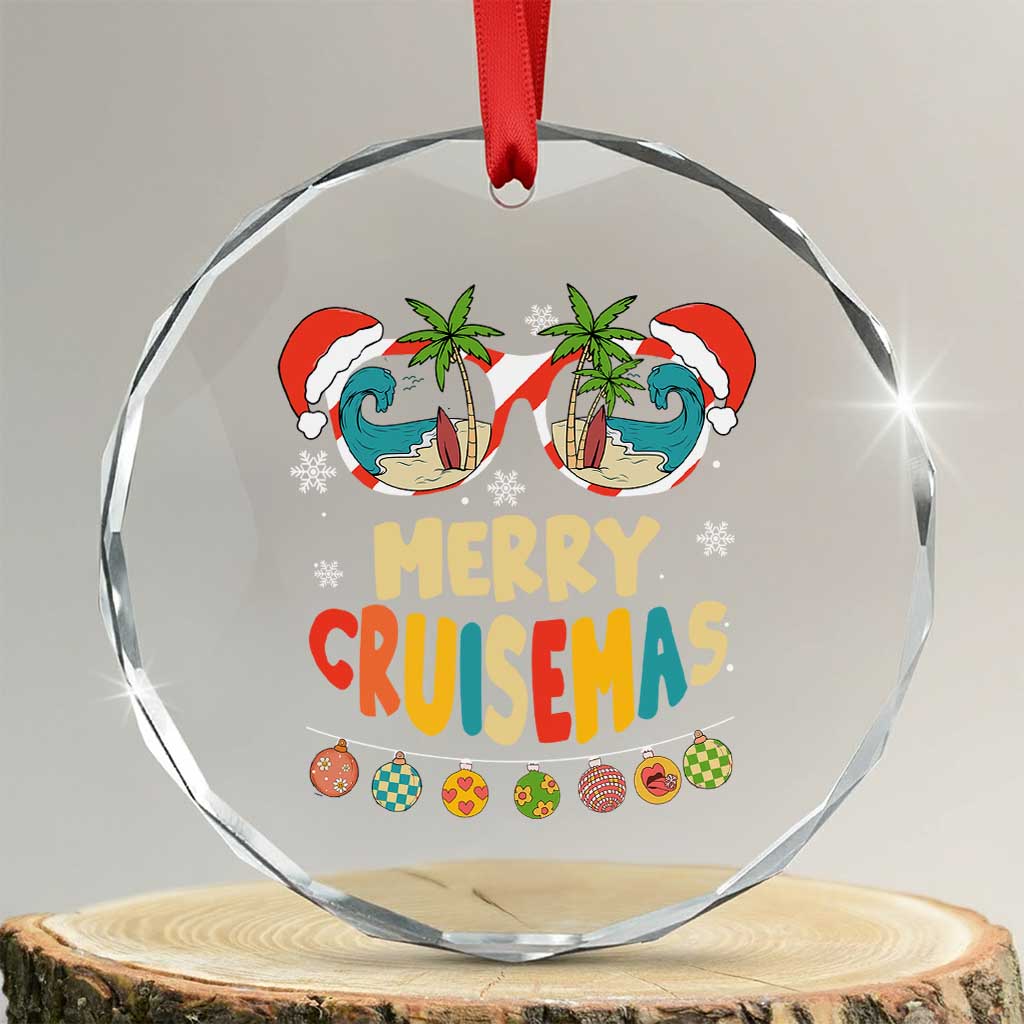 Xmas Cruising Crystal Glass Ornament Merry Cruisemas Palm Tree Sunglass Cruise TS09 Transparent Glass 3'' Circle Print Your Wear