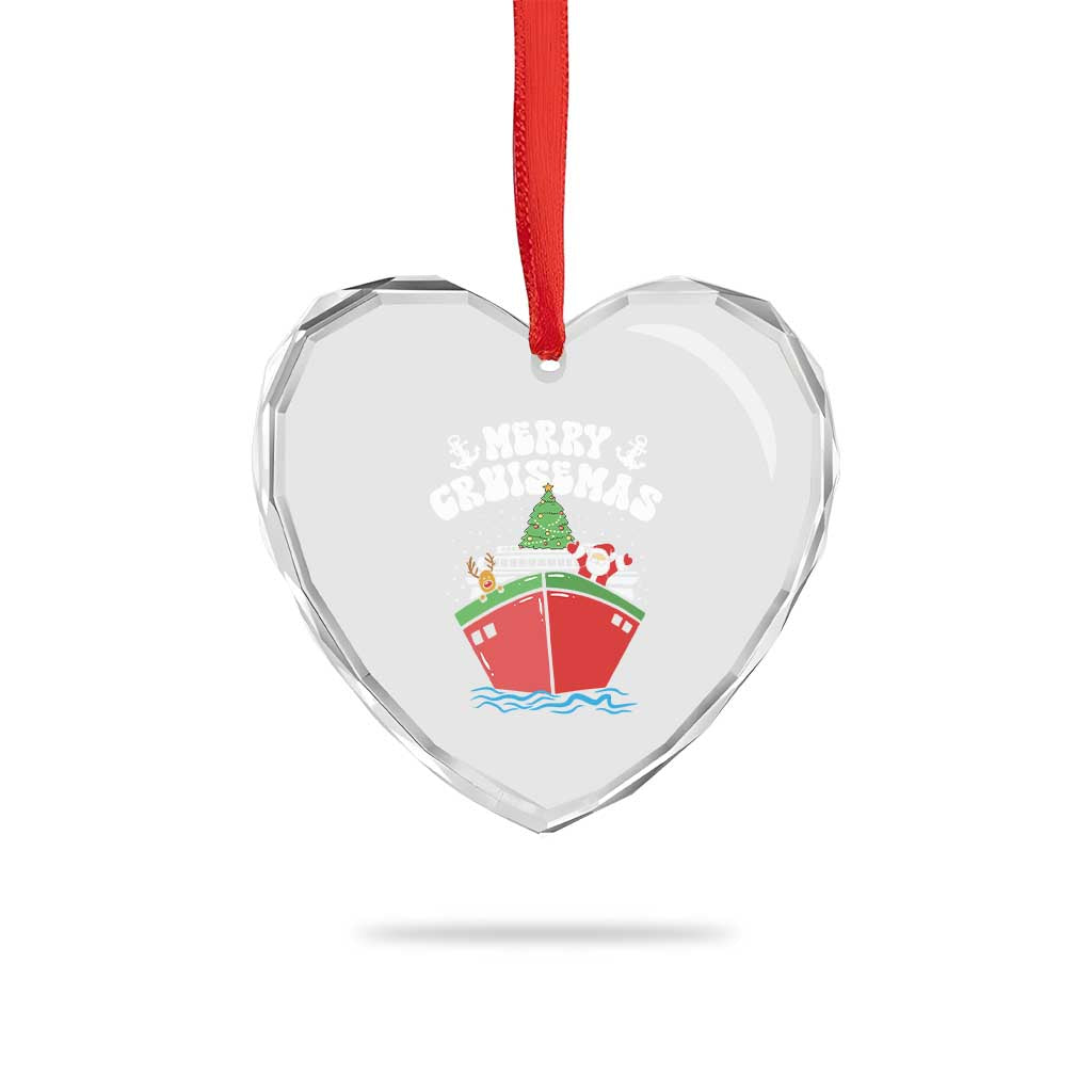 Xmas Cruising Heart Crystal Glass Ornament Family Christmas Holiday Santa Reindeer Cruise Ship TS09 Print Your Wear