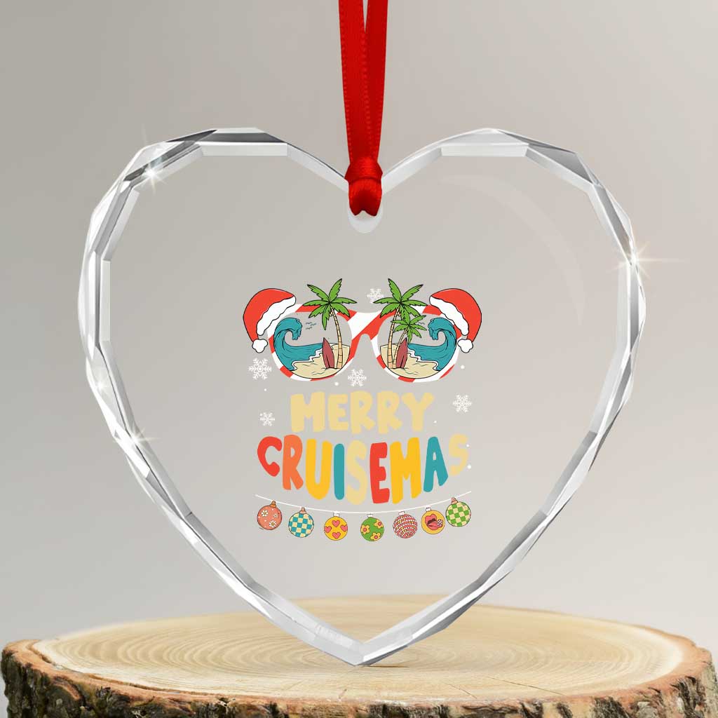 Xmas Cruising Heart Crystal Glass Ornament Merry Cruisemas Palm Tree Sunglass Cruise TS09 Transparent Glass 3'' Heart Print Your Wear