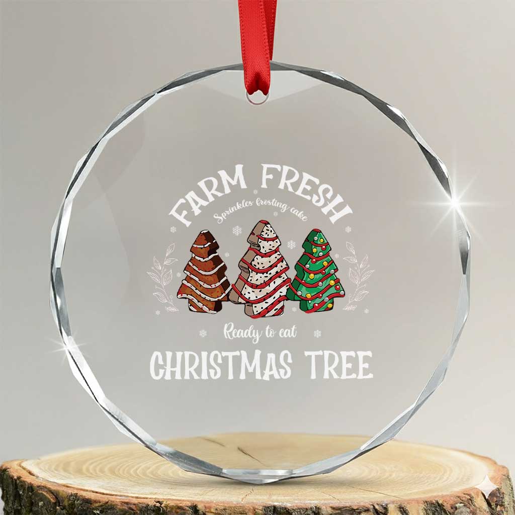 Xmas Crystal Glass Ornament Farm Fresh Sprinkles Frosting Cake Ready To Eat Christmas Tree TS11 Transparent Glass 3'' Circle Print Your Wear