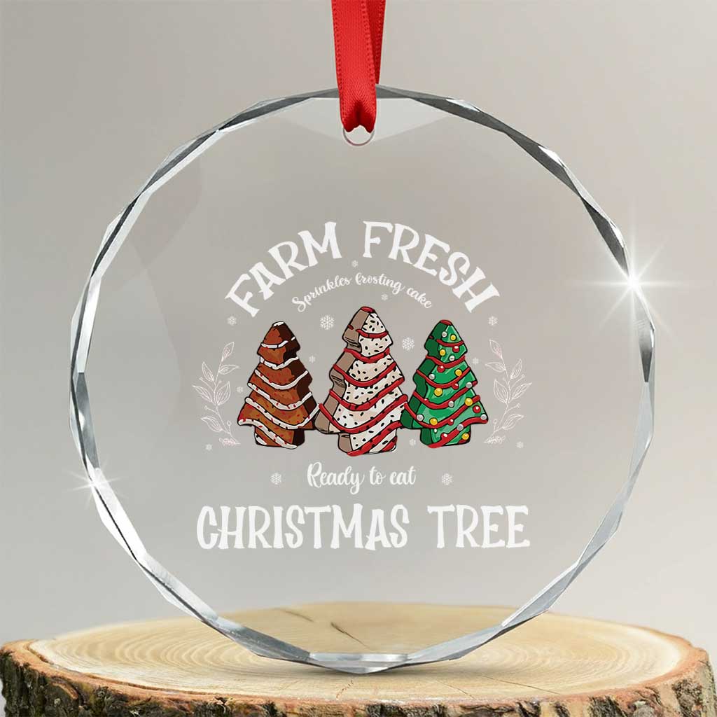 Xmas Crystal Glass Ornament Farm Fresh Sprinkles Frosting Cake Ready To Eat Christmas Tree TS11 Transparent Glass 3'' Circle Print Your Wear