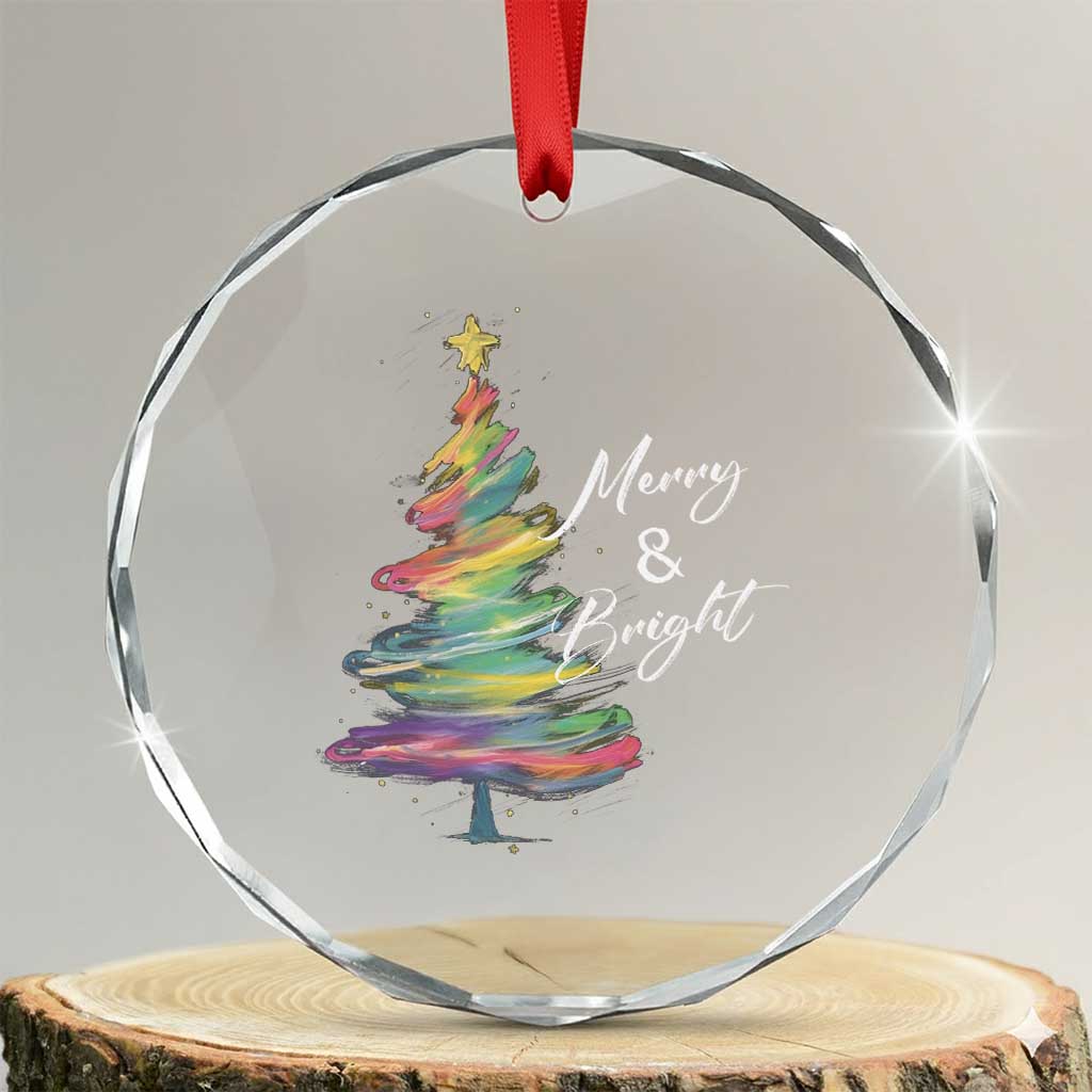Xmas Crystal Glass Ornament Merry And Bright Colorful Xmas Tree TS11 Transparent Glass 3'' Circle Print Your Wear