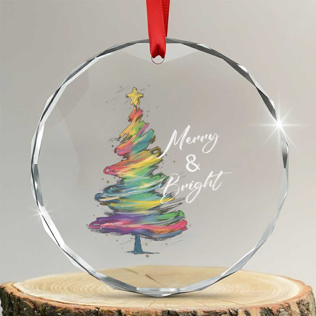 Xmas Crystal Glass Ornament Merry And Bright Colorful Xmas Tree TS11 Transparent Glass 3'' Circle Print Your Wear