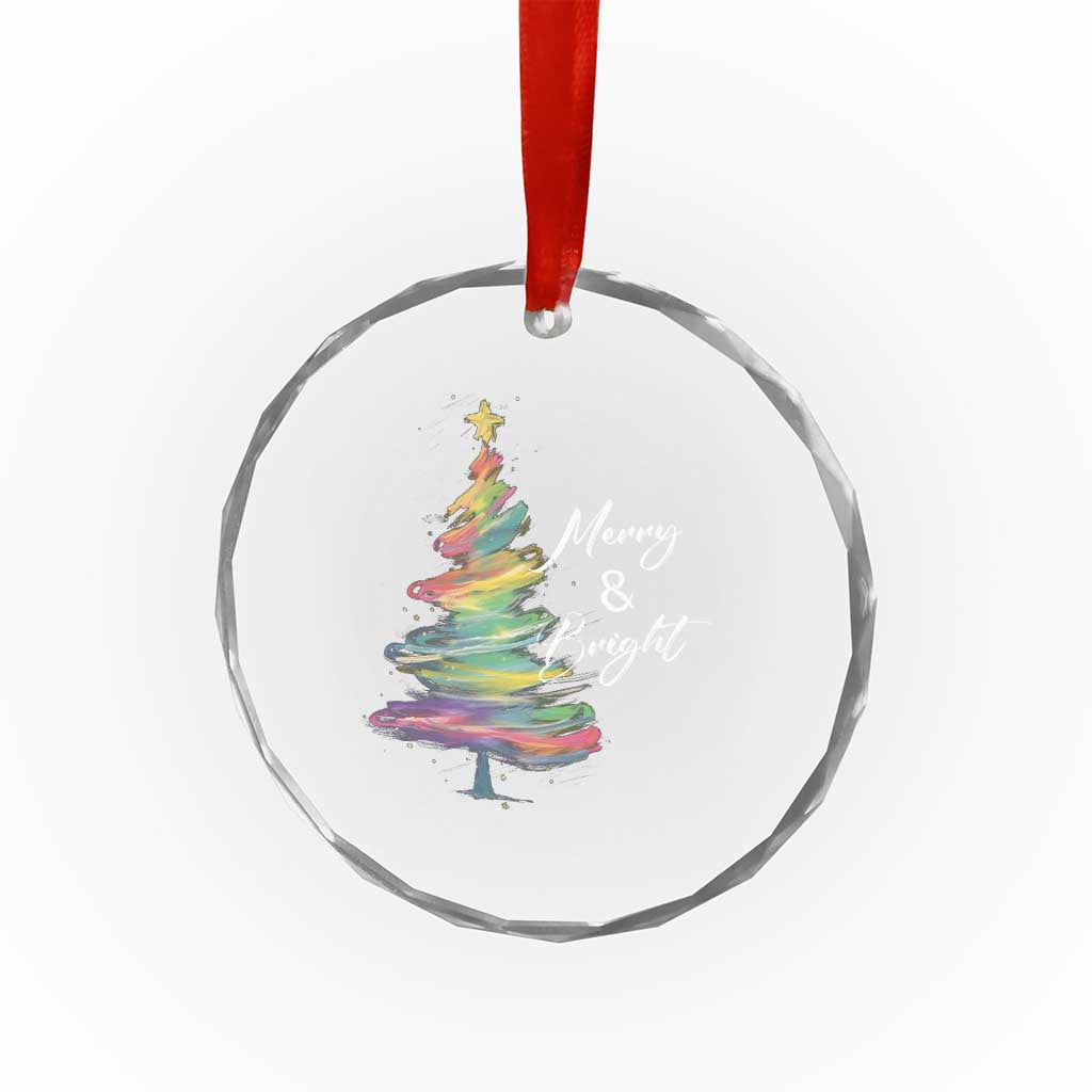Xmas Crystal Glass Ornament Merry And Bright Colorful Xmas Tree TS11 Print Your Wear
